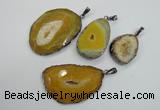 NGP1105 30*40 - 40*55mm freeform druzy agate pendants with brass setting