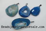 NGP1106 30*40 - 40*55mm freeform druzy agate pendants with brass setting