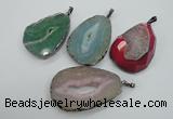 NGP1107 30*40 - 40*55mm freeform druzy agate pendants with brass setting