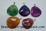 NGP1111 40*50 - 50*55mm freeform druzy agate pendants with brass setting