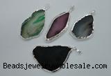 NGP1115 30*40 - 40*65mm freeform druzy agate pendants with brass setting