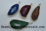 NGP1118 30*45 - 40*60mm freeform druzy agate pendants with brass setting