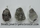 NGP1125 25*40 - 35*45mm freeform druzy agate pendants with brass setting