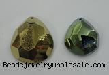 NGP1132 40*45 - 50*55mm faceted teardrop plated druzy agate pendants