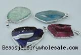 NGP1148 25*35mm - 35*45mm freeform druzy agate pendants with brass setting