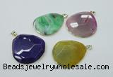 NGP1149 40*50mm - 50*55mm freeform druzy agate pendants with brass setting