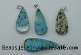 NGP1157 20*40mm - 25*50mm freeform ocean agate pendants with brass setting