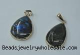 NGP1158 20*30mm - 25*35mm freeform labradorite pendants with brass setting