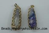 NGP1160 18*60mm - 20*65mm freeform agate pendants with brass setting