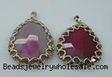 NGP1162 50*55mm - 52*60mm freeform agate pendants with brass setting