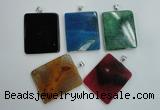 NGP1280 43*52mm rectangle agate pendants with brass setting