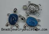 NGP1298 43*60mm tortoise agate pendants with crystal pave alloy settings