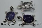 NGP1299 43*60mm tortoise agate pendants with crystal pave alloy settings