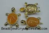 NGP1304 43*60mm tortoise agate pendants with crystal pave alloy settings