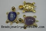 NGP1305 43*60mm tortoise agate pendants with crystal pave alloy settings