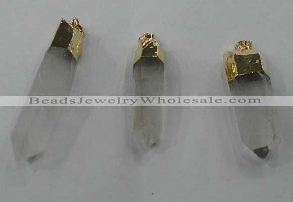 NGP1351 10*45mm - 15*65mm faceted nuggets white crystal pendants