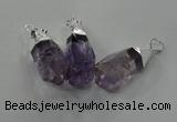 NGP1353 15*30mm - 18*40mm faceted nuggets amethyst pendants