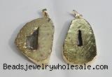 NGP1386 35*40mm - 40*50mm freeform plated druzy agate pendants