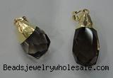 NGP1391 15*25mm - 20*35mm faceted nuggets smoky quartz pendants