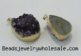 NGP1402 22*35mm - 30*40mm freeform druzy amethyst pendants wholesale