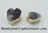 NGP1404 20*25mm - 25*30mm heart druzy amethyst pendants wholesale