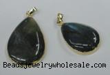 NGP1409 22*30mm - 25*35mm flat teardrop labradorite pendants wholesale