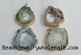 NGP1425 30*45mm - 45*55mm freeform plated druzy agate pendants