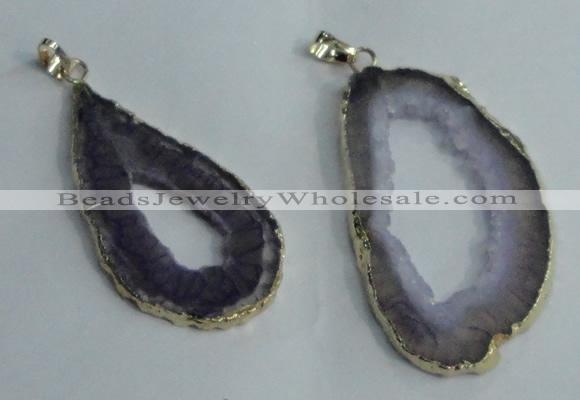 NGP1427 30*45mm - 45*55mm freeform plated druzy agate pendants