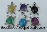 NGP1436 43*60mm tortoise agate pendants with crystal pave alloy settings