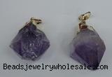 NGP1464 20*35mm - 25*40mm nuggets amethyst gemstone pendants