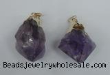 NGP1465 25*45mm - 28*50mm nuggets amethyst gemstone pendants