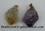 NGP1467 22*45mm - 25*50mm nuggets amethyst & citrine pendants