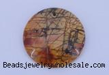 NGP149 2pcs 40mm flat round picasso jasper gemstone pendants