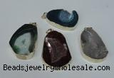 NGP1494 30*45mm - 40*50mm freeform plated druzy agate pendants