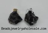 NGP1505 20*30mm - 25*50mm nuggets smoky quartz pendants