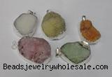 NGP1511 20*30mm - 25*35mm freeform plated druzy agate pendants