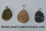 NGP1512 20*30mm - 25*35mm freeform plated druzy agate pendants