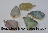 NGP1514 20*30mm - 25*35mm freeform plated druzy agate pendants