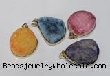 NGP1515 20*30mm - 25*35mm freeform plated druzy agate pendants