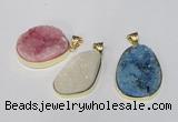 NGP1516 20*30mm - 25*35mm freeform plated druzy agate pendants