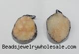 NGP1519 30*35mm - 30*40mm freeform plated druzy agate pendants