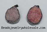 NGP1520 30*35mm - 30*40mm freeform plated druzy agate pendants