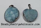 NGP1522 30*35mm - 30*40mm freeform plated druzy agate pendants