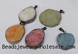 NGP1523 30*35mm - 30*40mm freeform plated druzy agate pendants