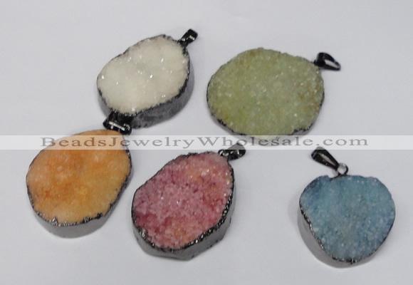 NGP1523 30*35mm - 30*40mm freeform plated druzy agate pendants