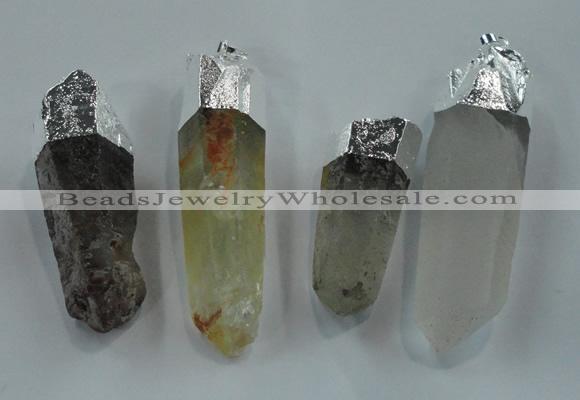 NGP1549 15*45mm - 20*65mm faceted nuggets mixed quartz pendants