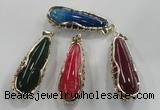 NGP1563 18*25*65mm teardrop agate with brass setting pendants