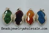 NGP1566 11*32*58mm marquise agate with brass setting pendants