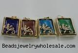 NGP1568 9*33*45mm rectangle agate with brass setting pendants