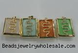 NGP1569 9*35*45mm rectangle agate with brass setting pendants